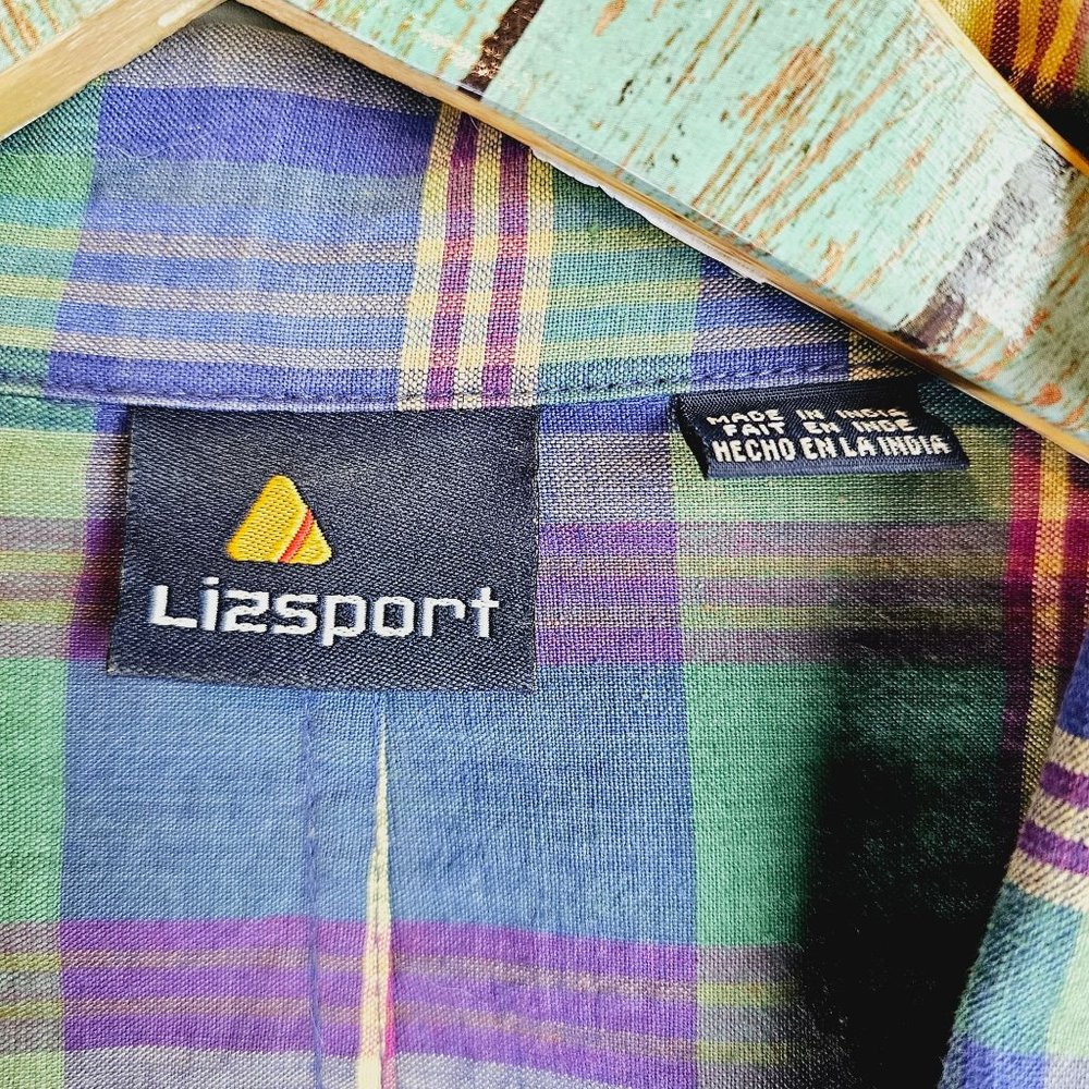 Vtg 90's Lizsport Women's Plaid Lightweight Three Button Pocket Sport Coat Sz 12 - Picture 7 of 8